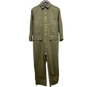 Thakoon Long Sleeve Button Front Olive Green Utility Jumpsuit